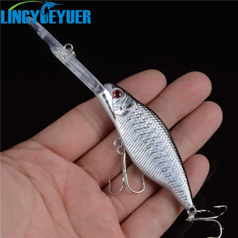 LINGYUE Minnow Crankbait Sinking Medium Diver Hard Fishing Bait Long Mouth 3D Eyes Tight Wobble Tackle Treble Hooks