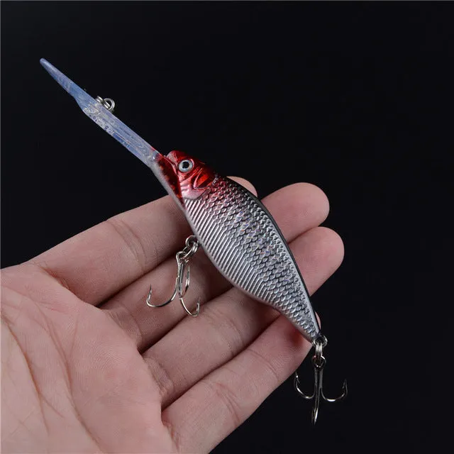 LINGYUE Minnow Crankbait Sinking Medium Diver Hard Fishing Bait Long Mouth 3D Eyes Tight Wobble Tackle Treble Hooks