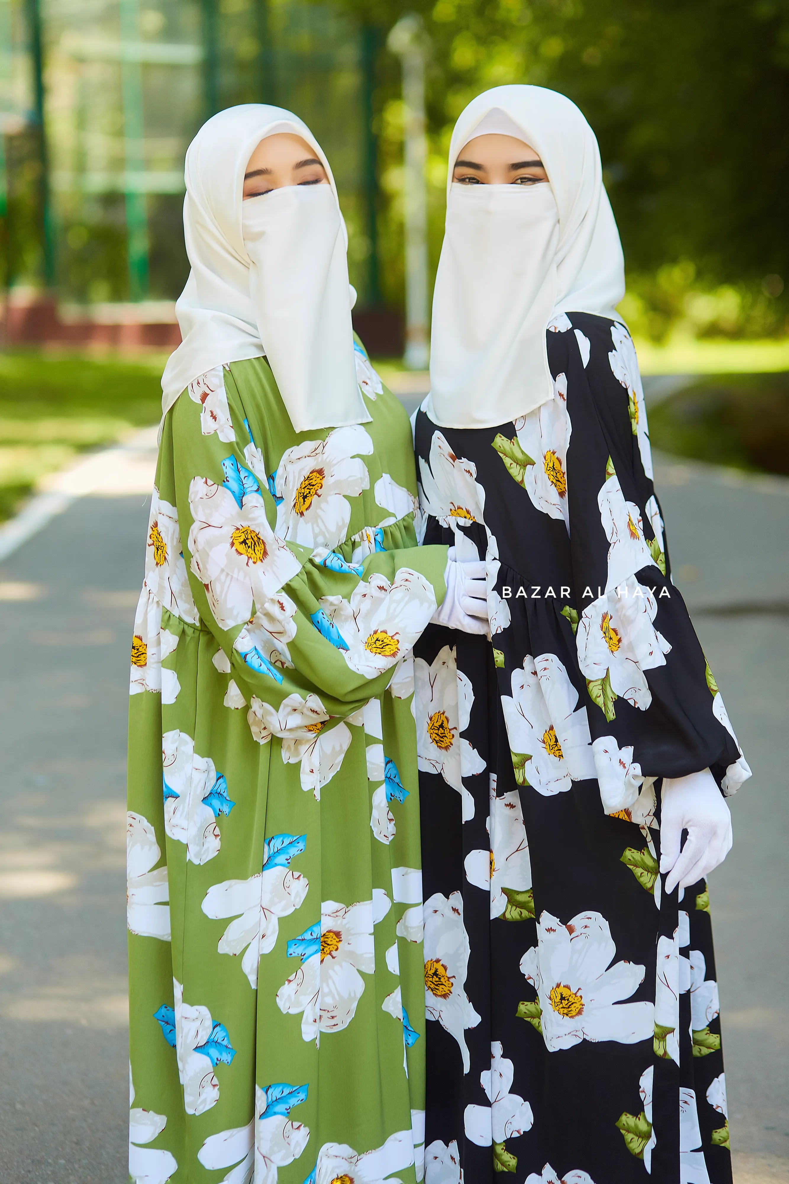 Loose Fit Summer Muna Abaya Dress - Viscose Cotton & Daisy Flower Print