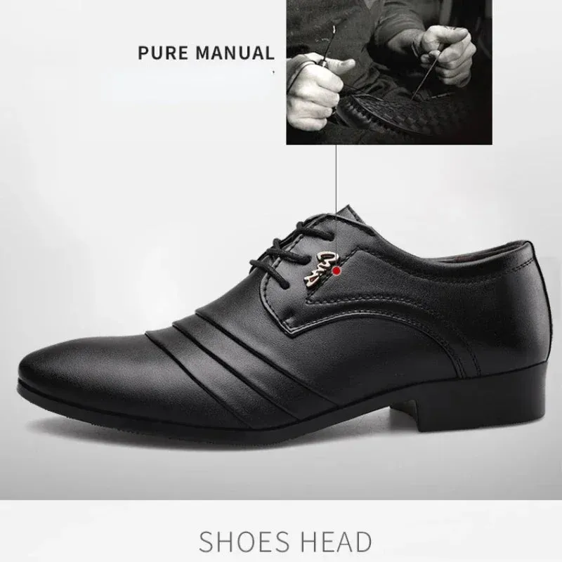 Luxury men's Leather Shoes Business Mens Dress Shoes Wedding Dress Loafers Pointy Black Shoes Oxford Breathable Formal Shoes 50