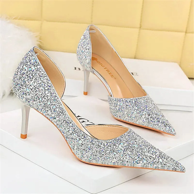 Magically Glittery High Heels Stiletto Sparkly Party Shoes