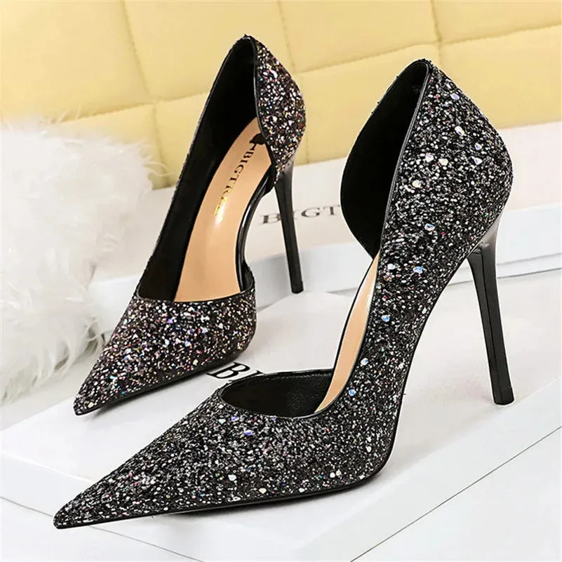 Magically Glittery High Heels Stiletto Sparkly Party Shoes