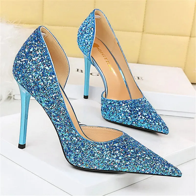 Magically Glittery High Heels Stiletto Sparkly Party Shoes