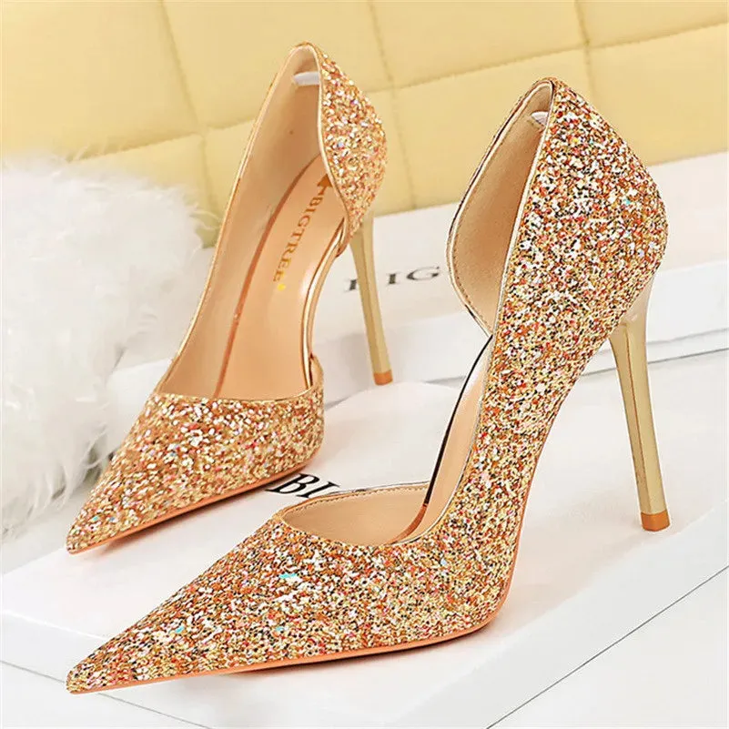 Magically Glittery High Heels Stiletto Sparkly Party Shoes