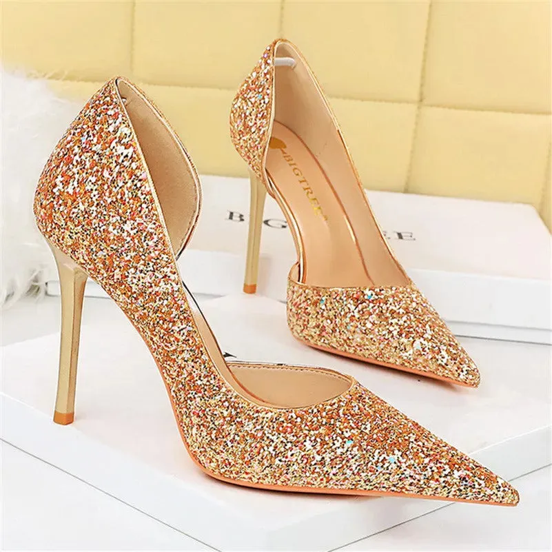 Magically Glittery High Heels Stiletto Sparkly Party Shoes