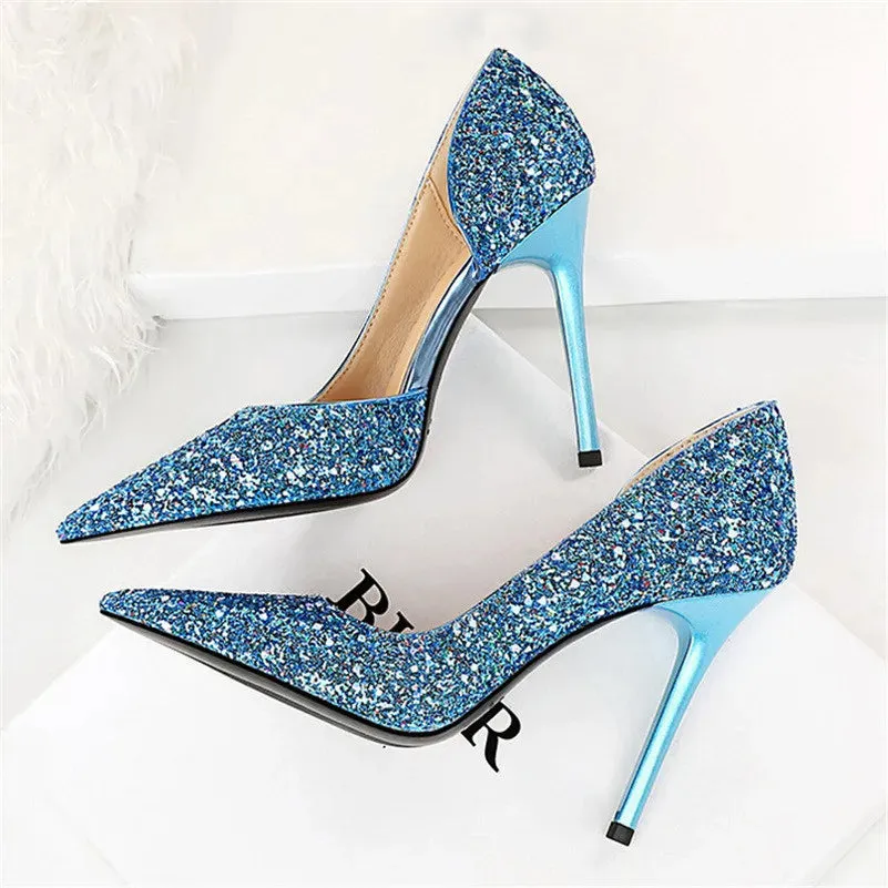 Magically Glittery High Heels Stiletto Sparkly Party Shoes