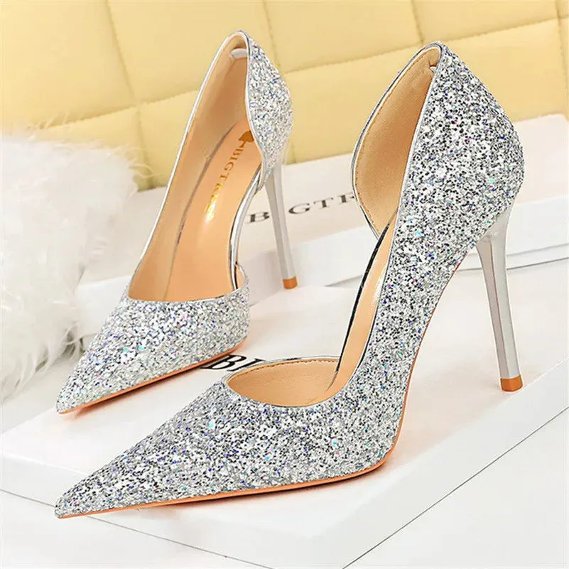 Magically Glittery High Heels Stiletto Sparkly Party Shoes