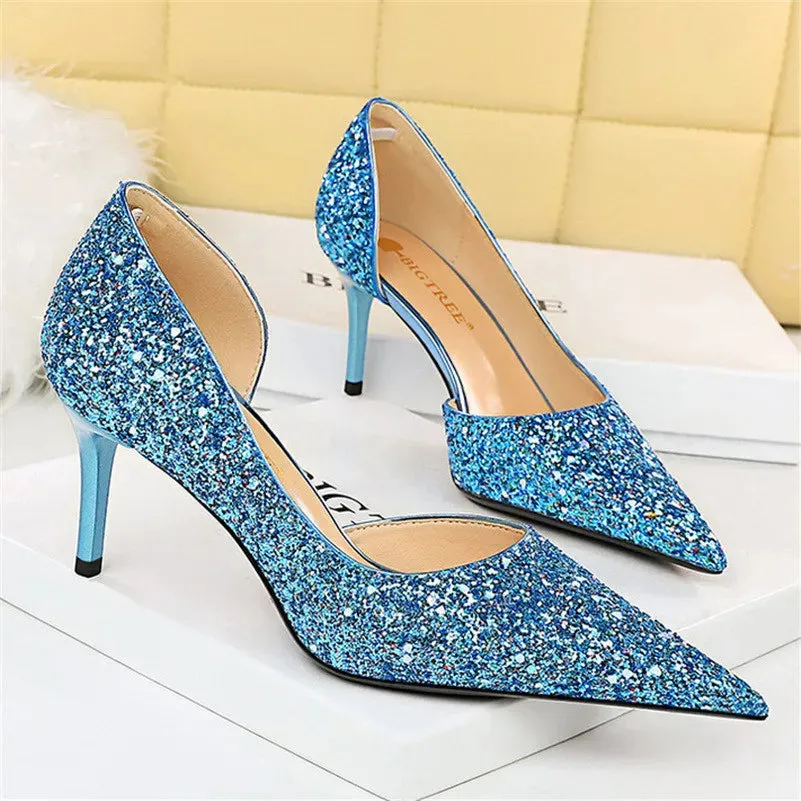 Magically Glittery High Heels Stiletto Sparkly Party Shoes