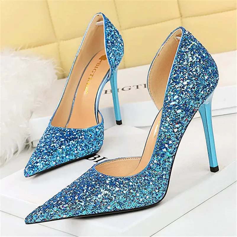 Magically Glittery High Heels Stiletto Sparkly Party Shoes