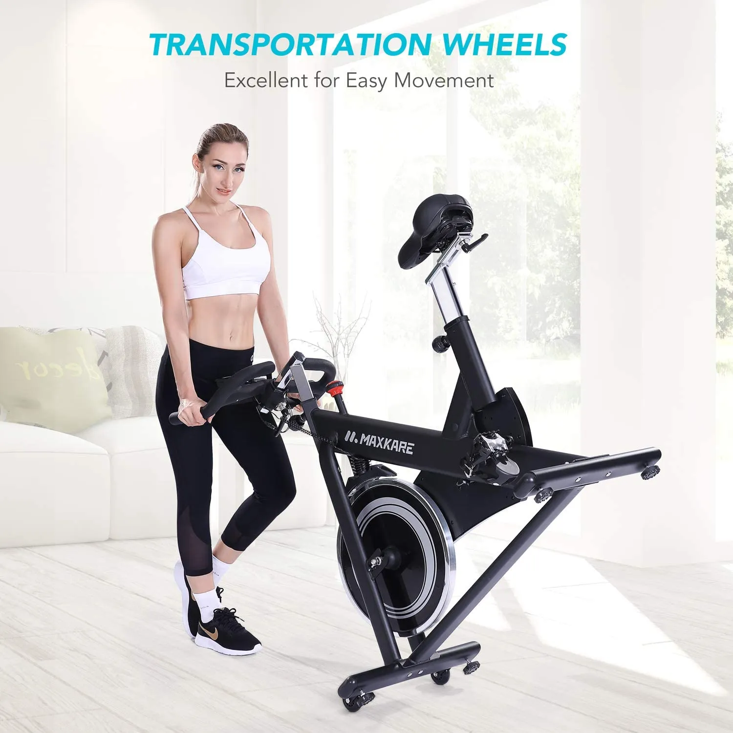 Magnetic Exercise Bikes Stationary Belt Drive Indoor Cycling Bike with High Weight Capacity Adjustable Magnetic Resistance w/LCD Monitor