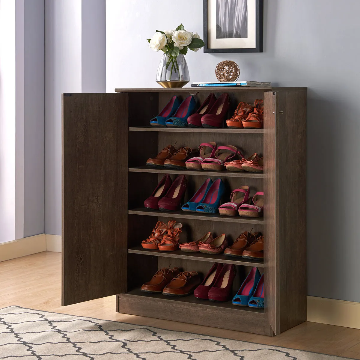 Malley Two Door Shoe Storage Cabinet - Brown