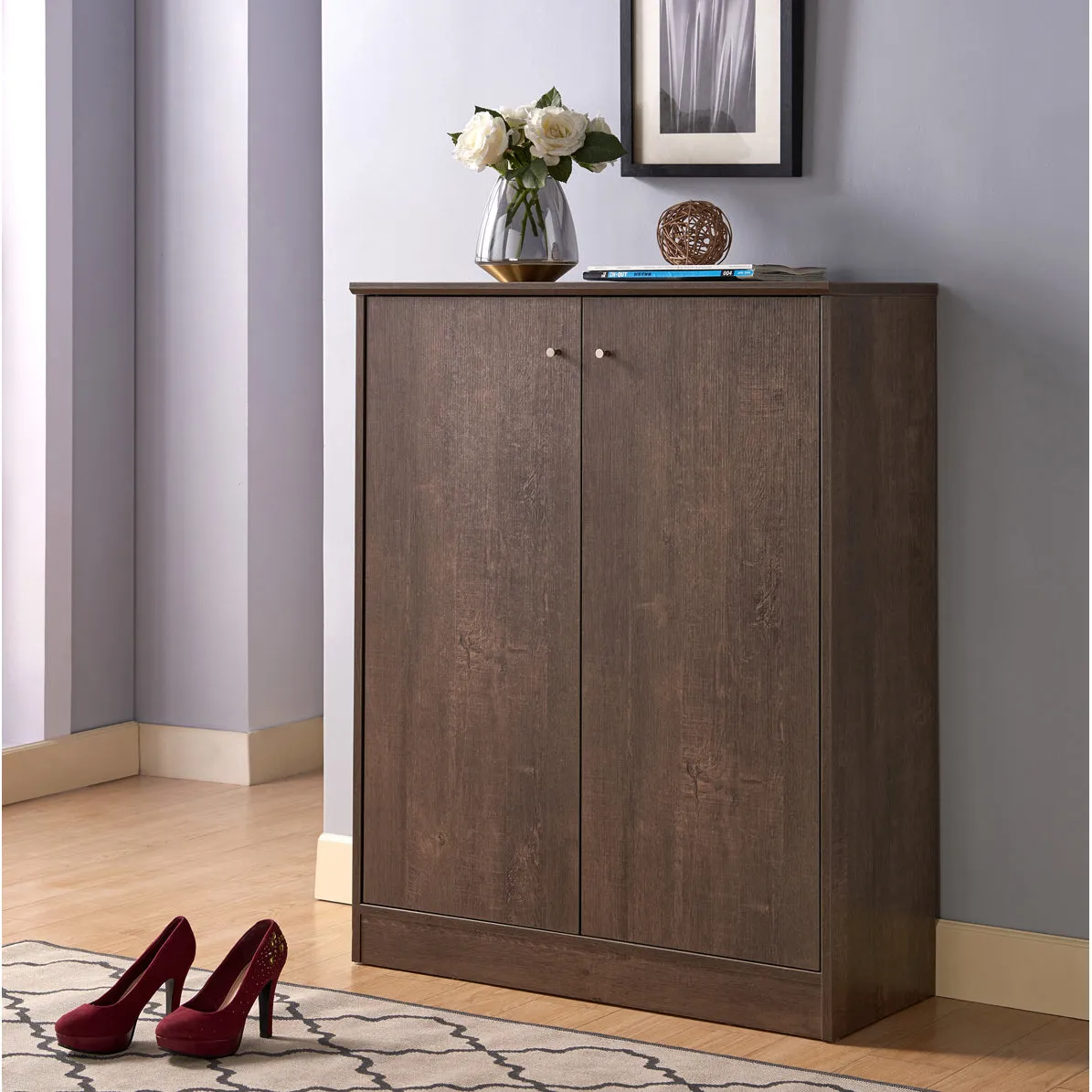 Malley Two Door Shoe Storage Cabinet - Brown