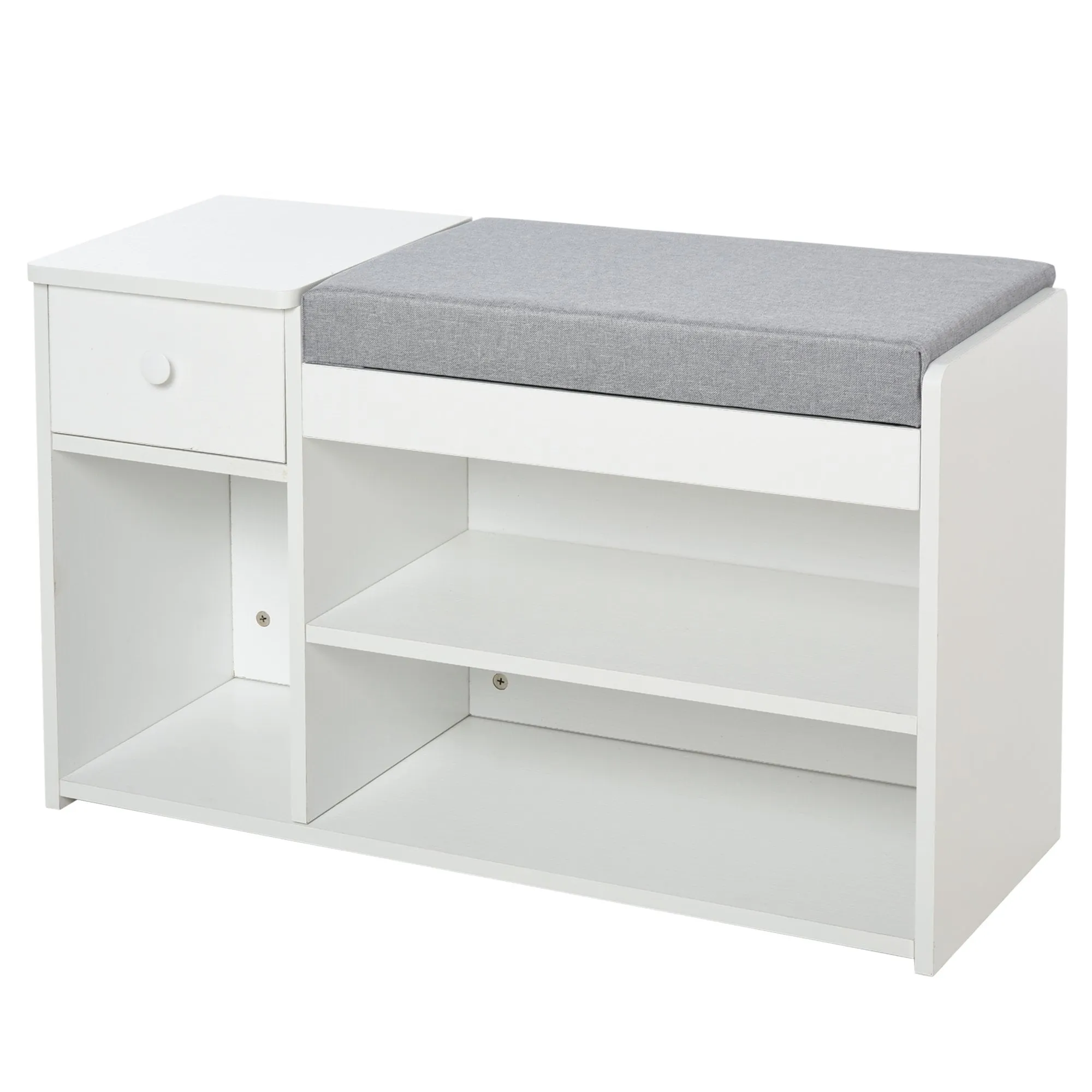 MDF Multi-Compartment Shoe Storage Bench Grey/White