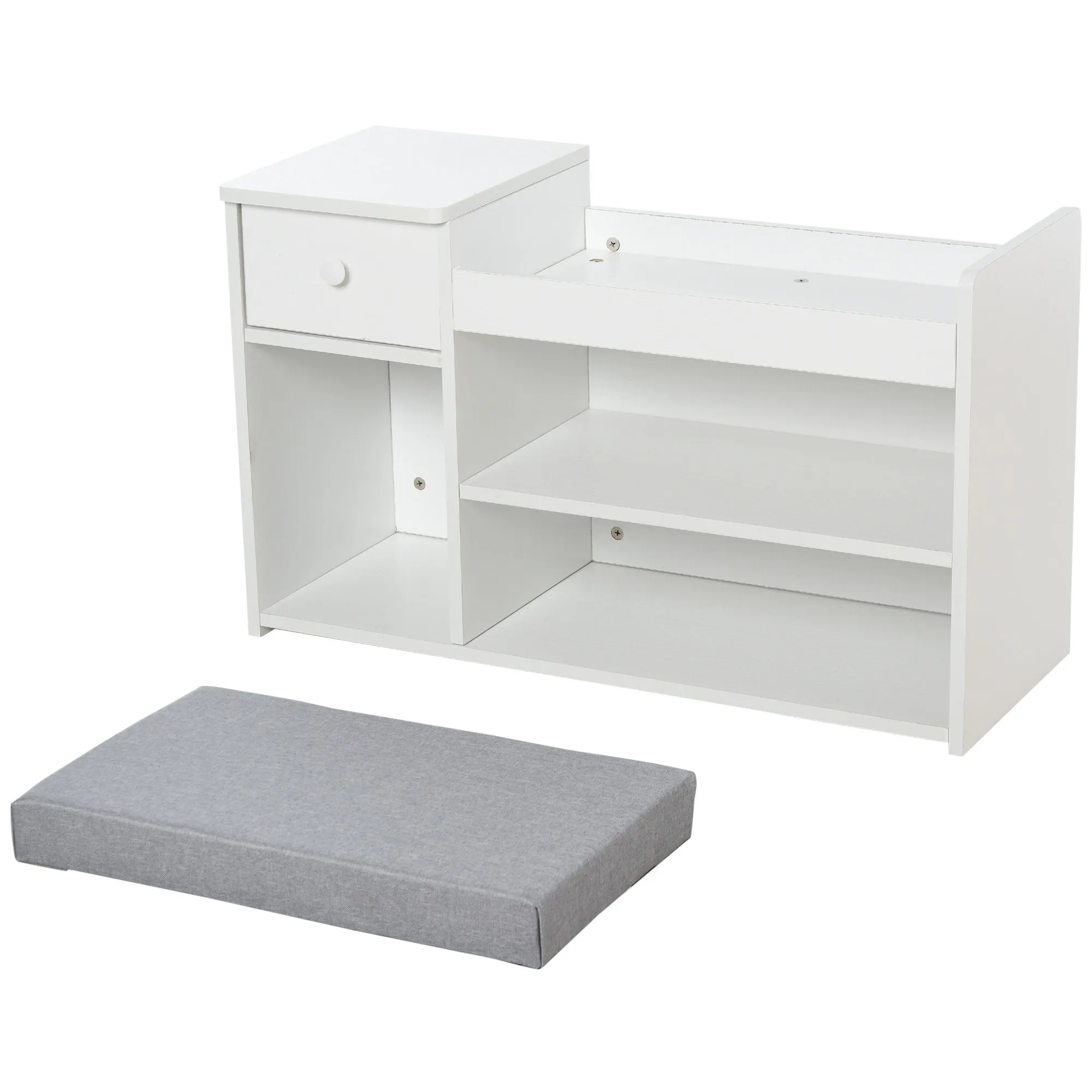 MDF Multi-Compartment Shoe Storage Bench Grey/White