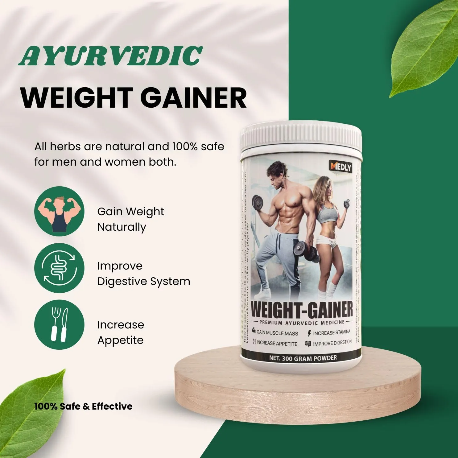 Medly Ayurvedic Weight Gainer Natural Supplement To Increase Mass and Muscle Gain Powder for men and women (300 gram)