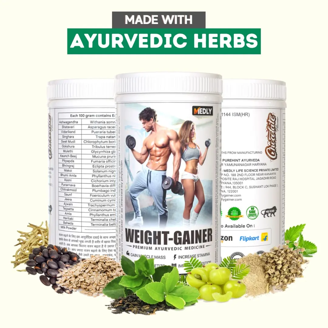 Medly Ayurvedic Weight Gainer Natural Supplement To Increase Mass and Muscle Gain Powder for men and women (300 gram)