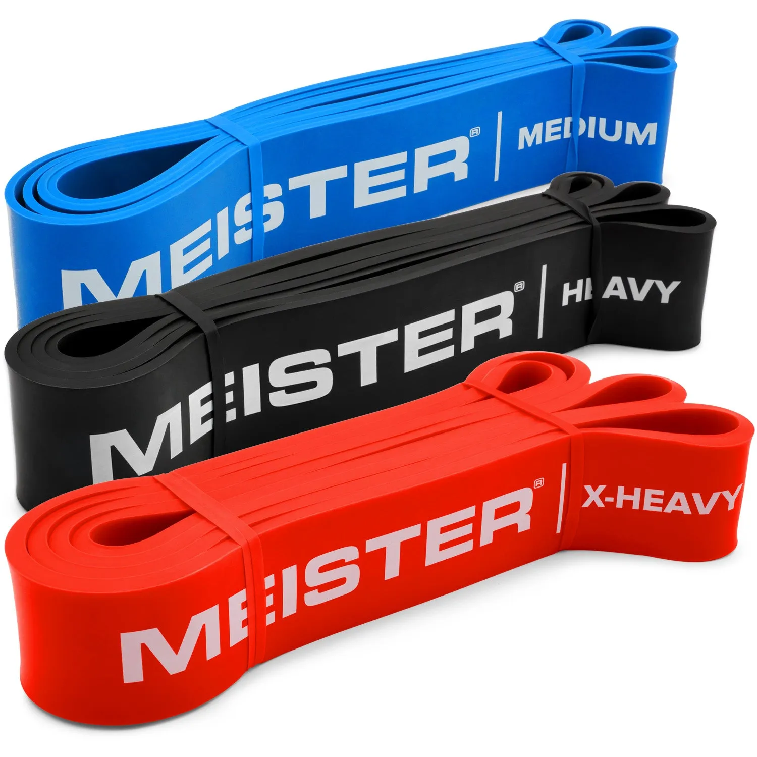 Meister X Band Comfort-Width 41" x 2" Resistance Bands - Heavy 3 Band Set