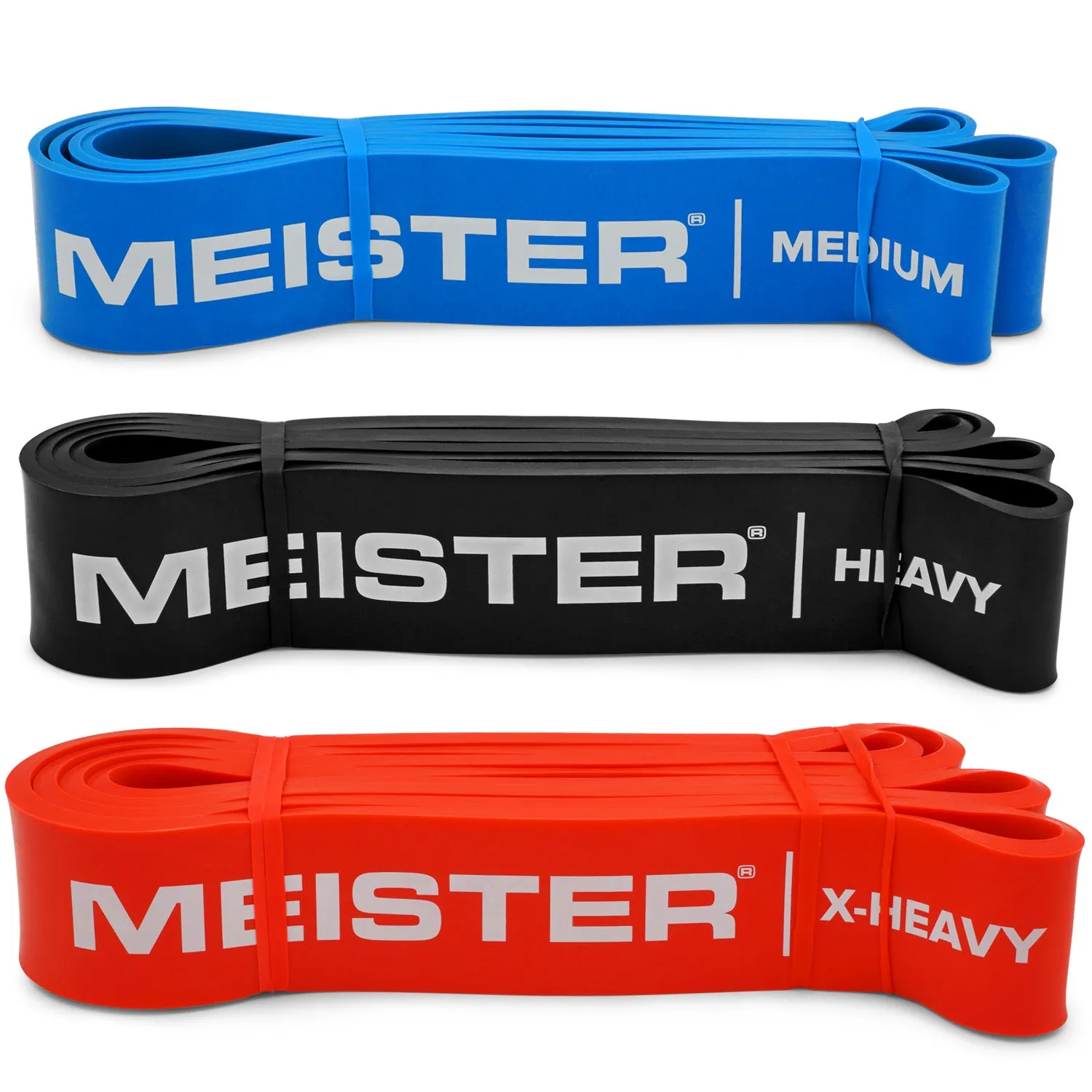 Meister X Band Comfort-Width 41" x 2" Resistance Bands - Heavy 3 Band Set