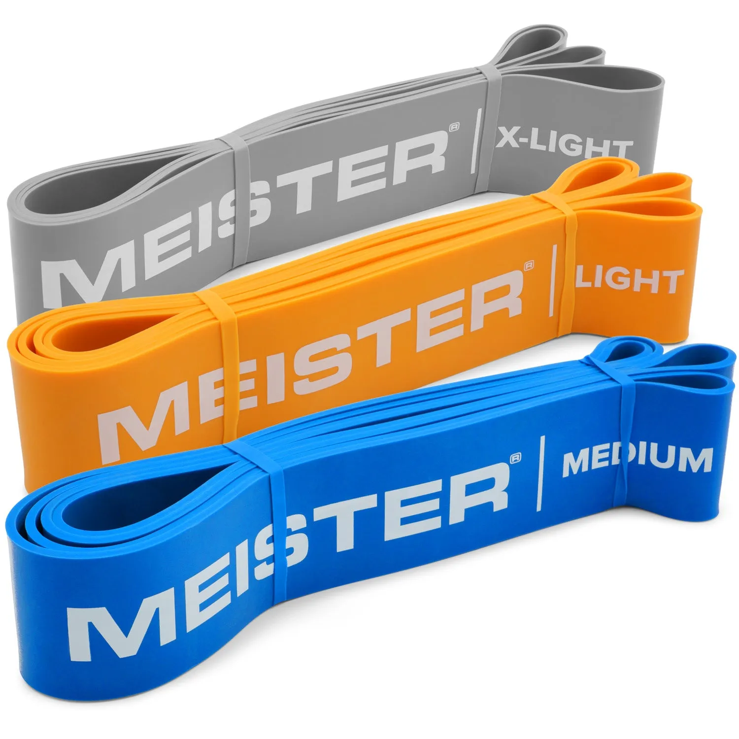 Meister X Band Comfort-Width 41" x 2" Resistance Bands - Light 3 Band Set