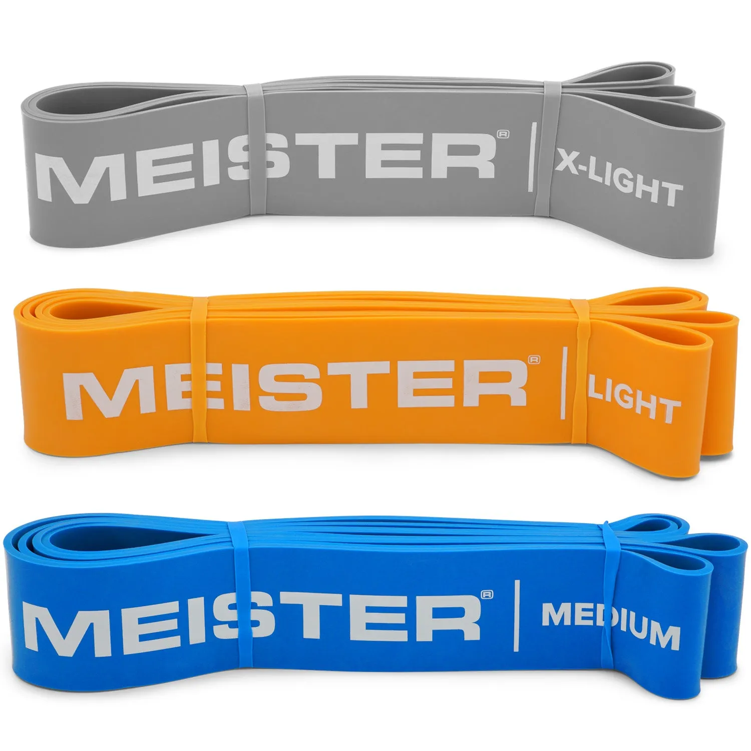 Meister X Band Comfort-Width 41" x 2" Resistance Bands - Light 3 Band Set