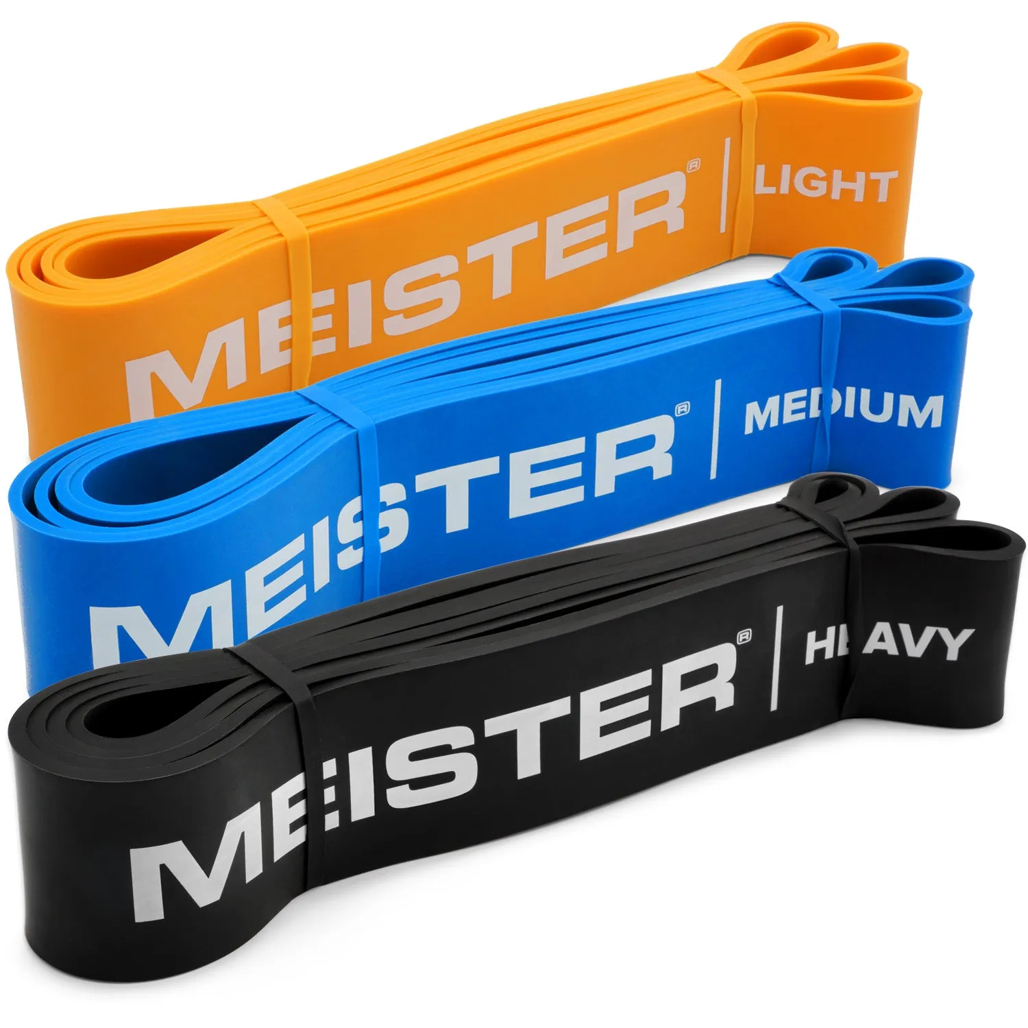 Meister X Band Comfort-Width 41" x 2" Resistance Bands - Medium 3 Band Set