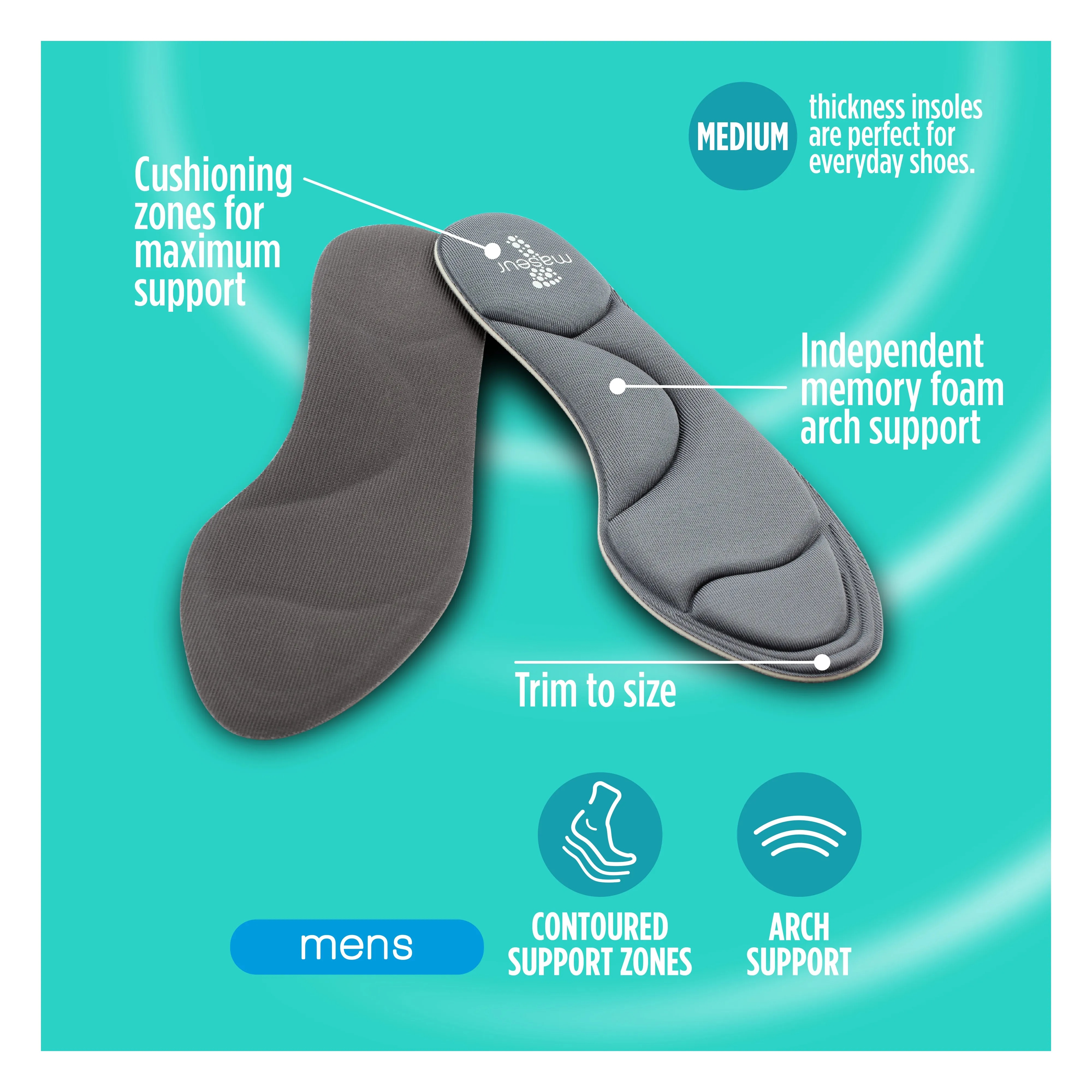 Men's Memory Foam Insoles, 1 pair