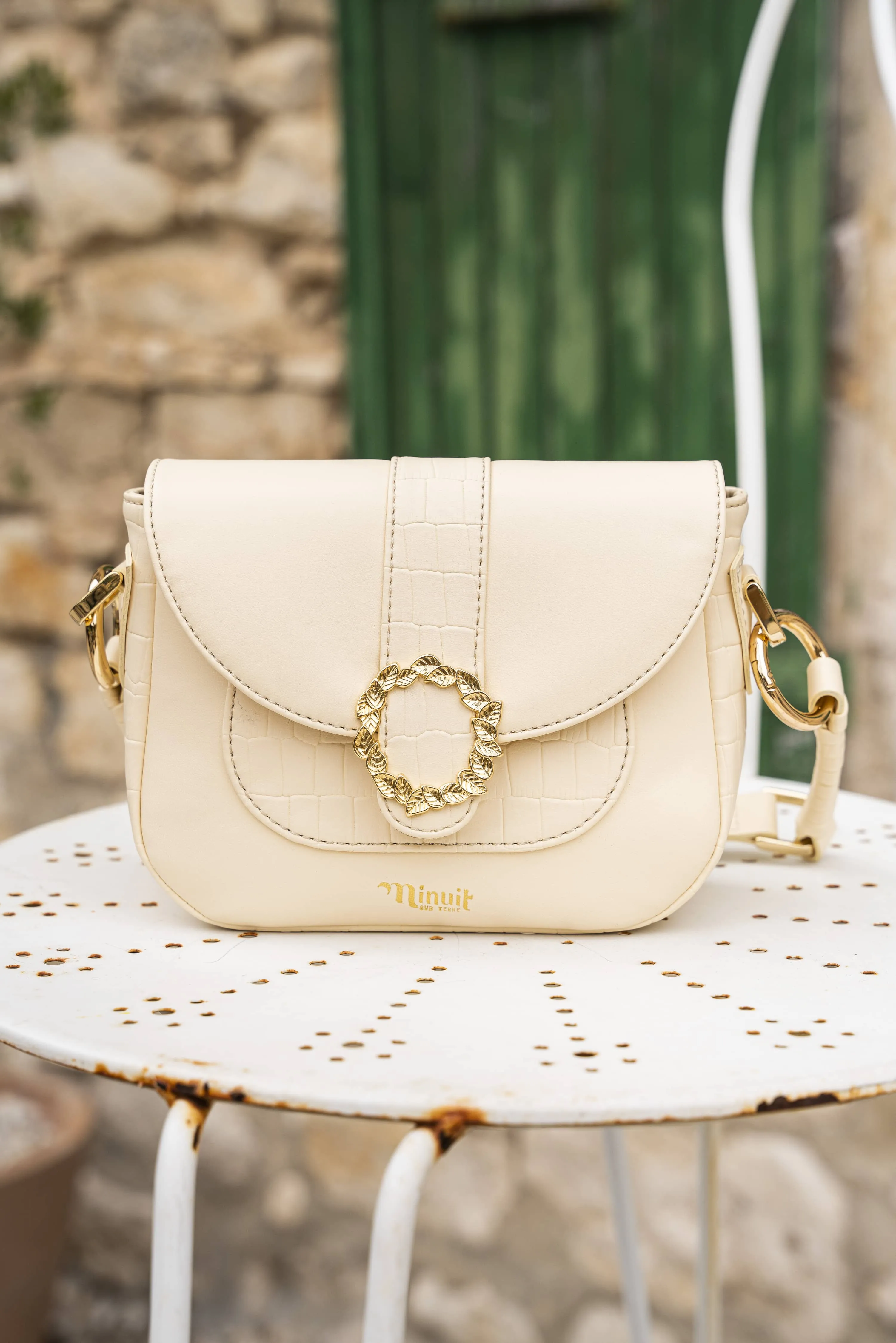 Mira Vegan Leather Crossbody Bag | Cream Croc