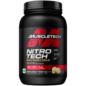 Muscletech Nitrotech 100% Whey Gold,907G (2Lbs),French Vanilla Cream,Primary Source-Whey Protein Isolate,24G Of Pure Protein For Enhanced Lean Muscle,Strength&Recovery,Gluten Free,Vegetarian