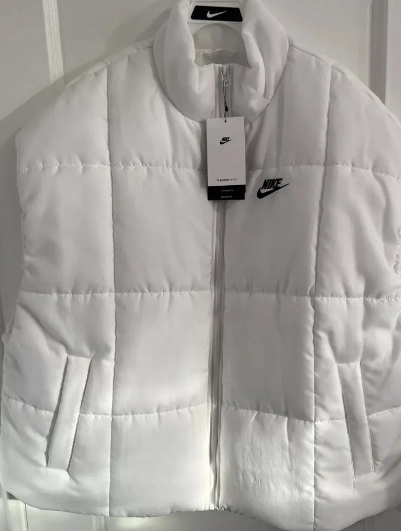 NEW! NIKE Classic Puffer Therma-Fit Oversized XXL Adult Women Sleeveless White Vest Jacket