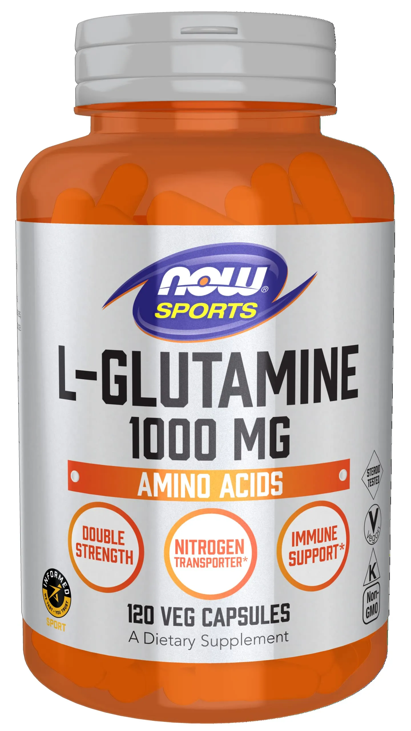 Now Foods, L-Glutamine, Double Strength, 1,000 mg, 120 Capsules