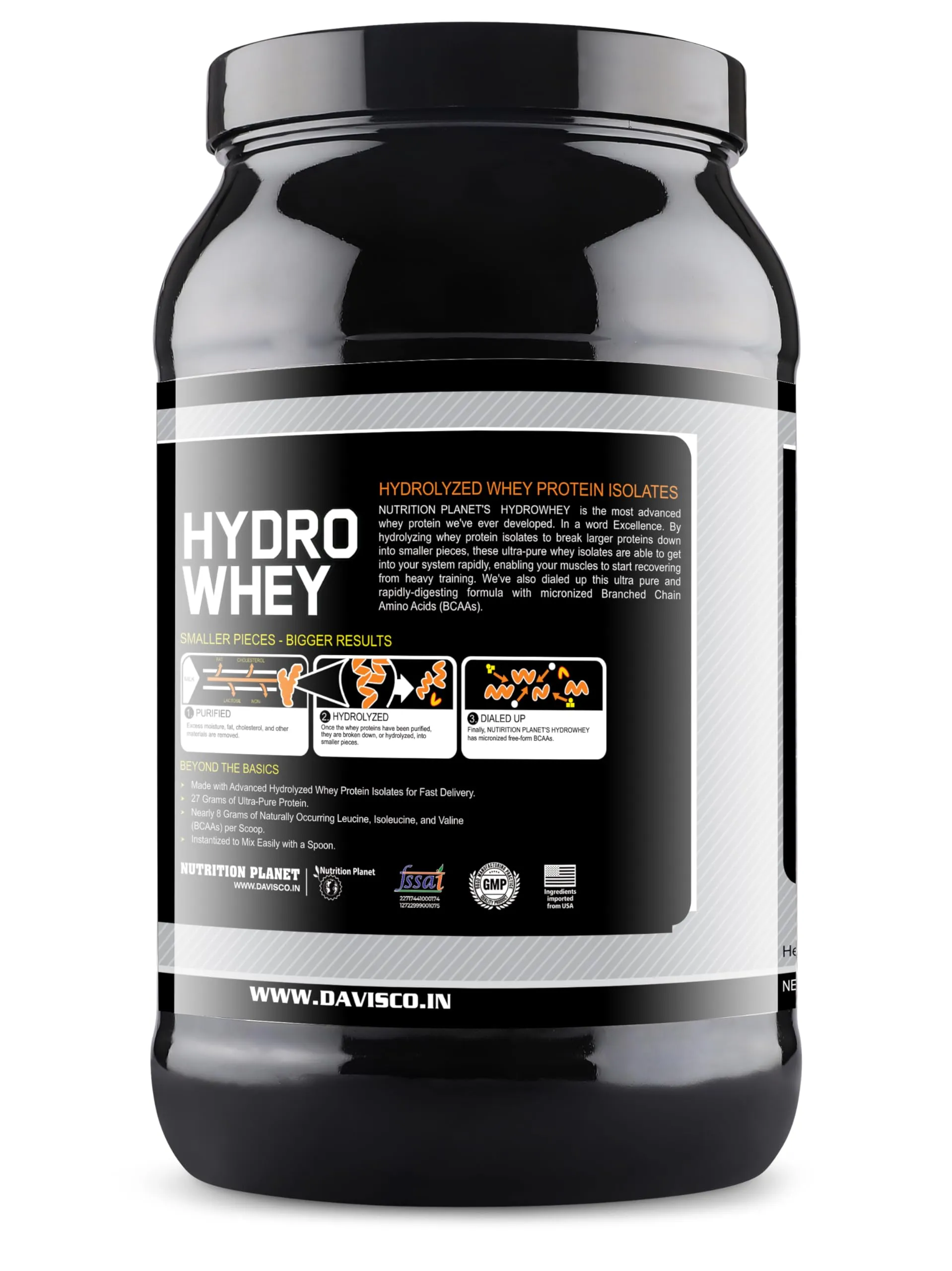 Nutrition Planet Hydro Whey Protein, Chocolate, 2lb[907g], 30 Servings