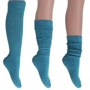 Premium Slouchy Scrunch Socks for Women Capri Blue Color