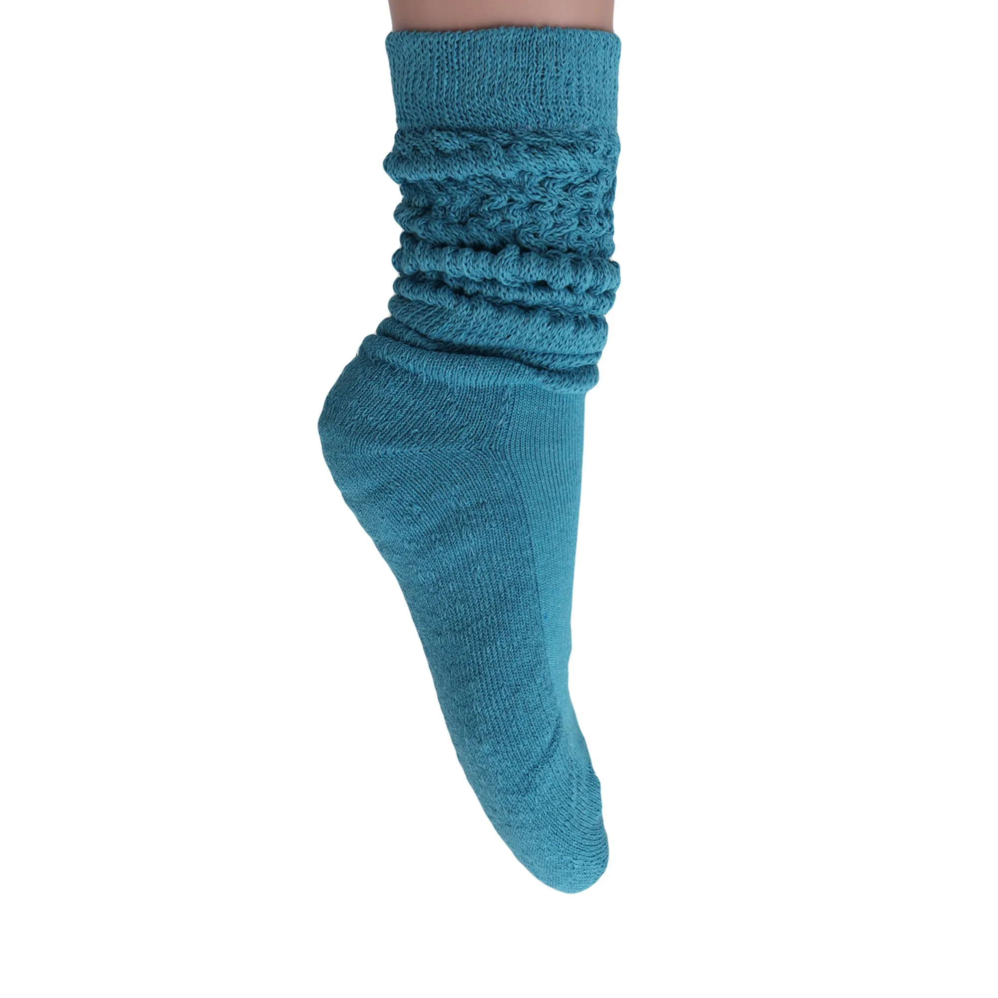 Premium Slouchy Scrunch Socks for Women Capri Blue Color