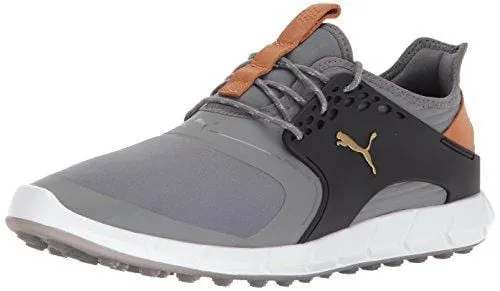 Puma Golf Men's Ignite Pwrsport Golf Shoe, Quiet Shade/Team Gold/Black, 11.5 Medium US