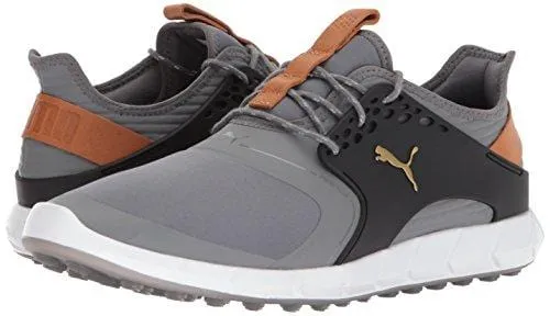 Puma Golf Men's Ignite Pwrsport Golf Shoe, Quiet Shade/Team Gold/Black, 11.5 Medium US