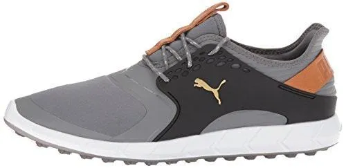 Puma Golf Men's Ignite Pwrsport Golf Shoe, Quiet Shade/Team Gold/Black, 11.5 Medium US