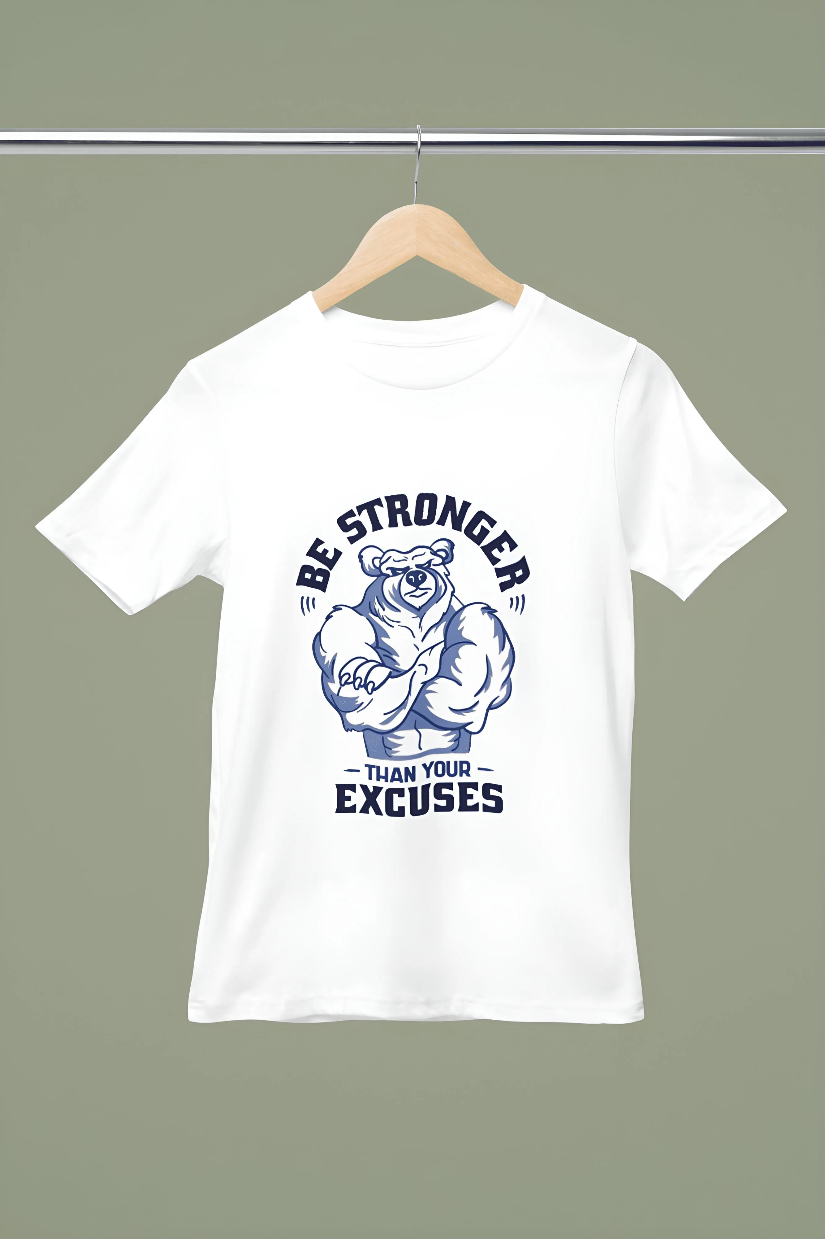 "Be Stronger Than Your Excuses" Printed Gym T-Shirt for Active Workouts