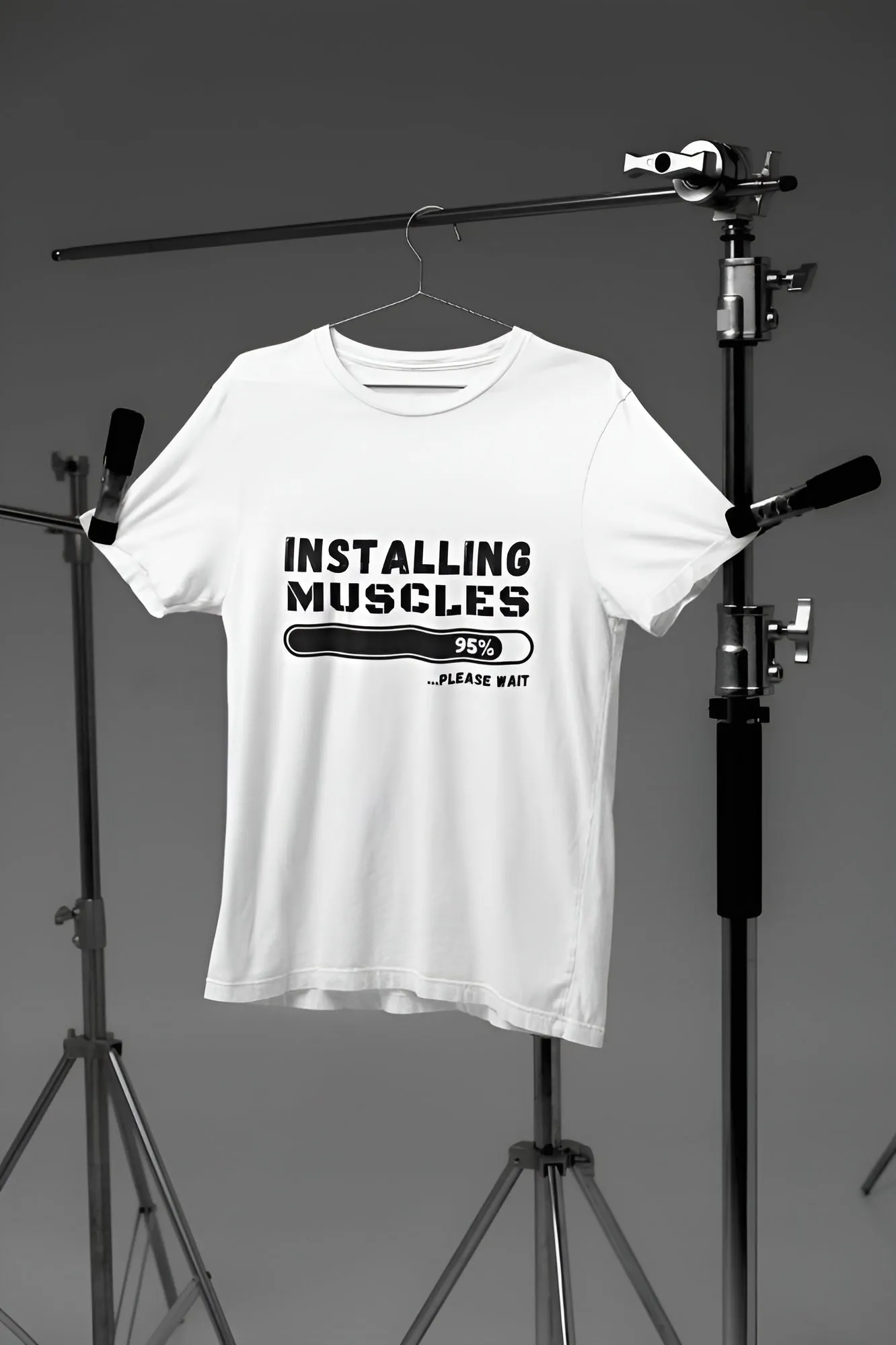 "Installing Muscles" Printed Gym T-Shirt for Active Workouts