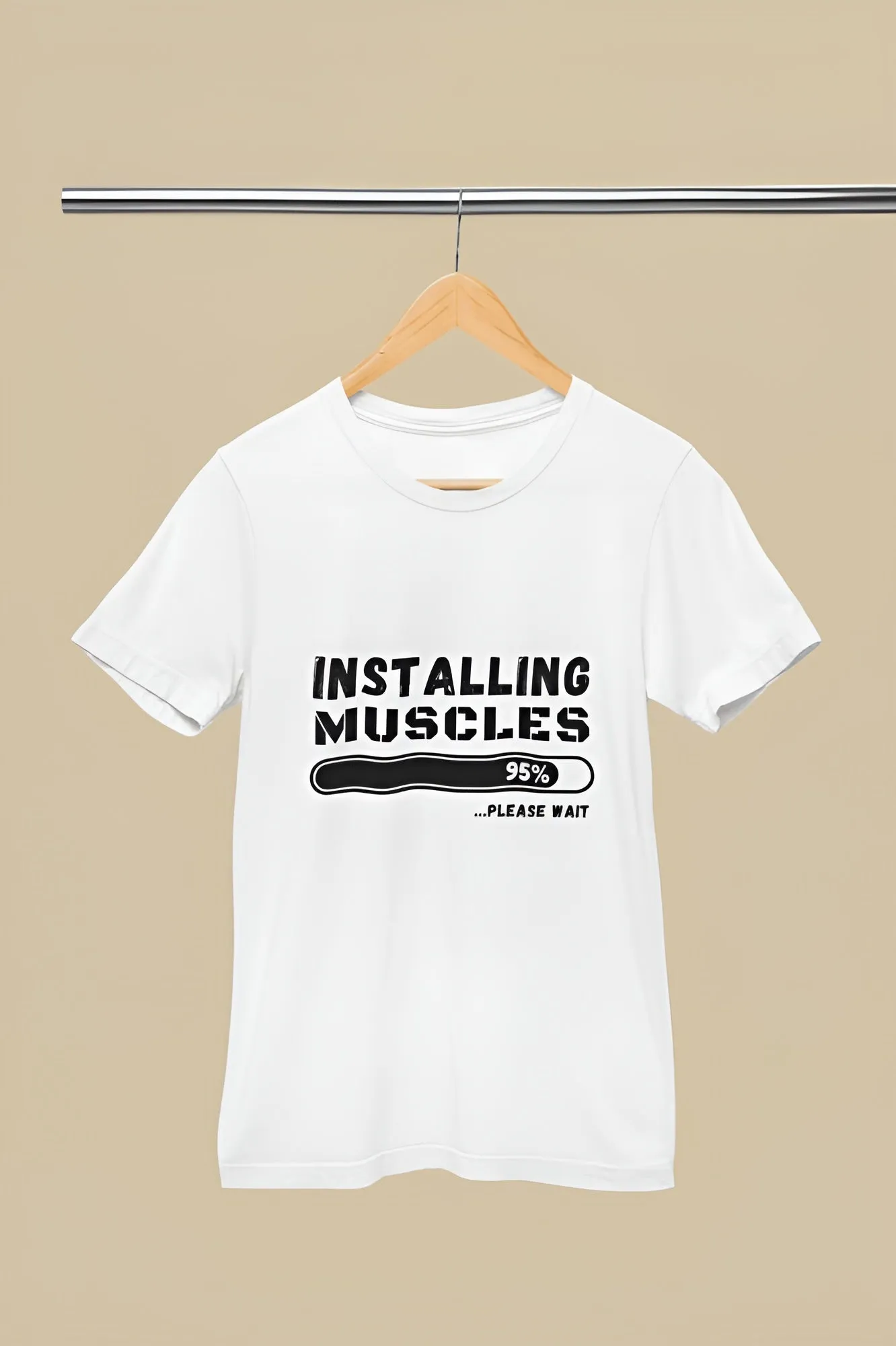 "Installing Muscles" Printed Gym T-Shirt for Active Workouts