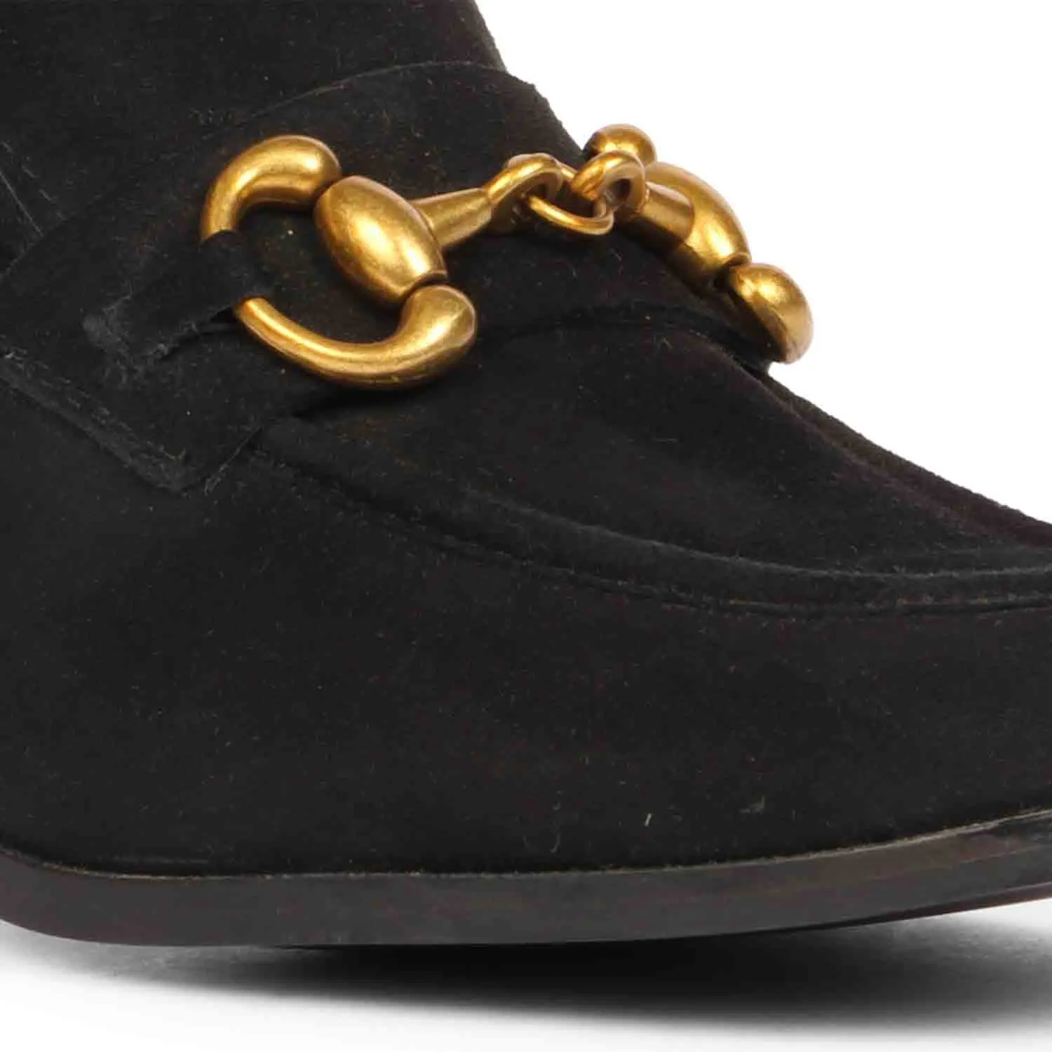 Saint Vera Black Sued Leather Handcrafted Shoes