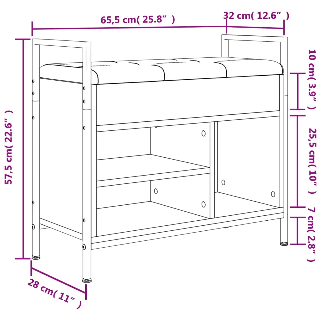 Shoe Bench Black 65.5x32x57.5 cm Engineered Wood