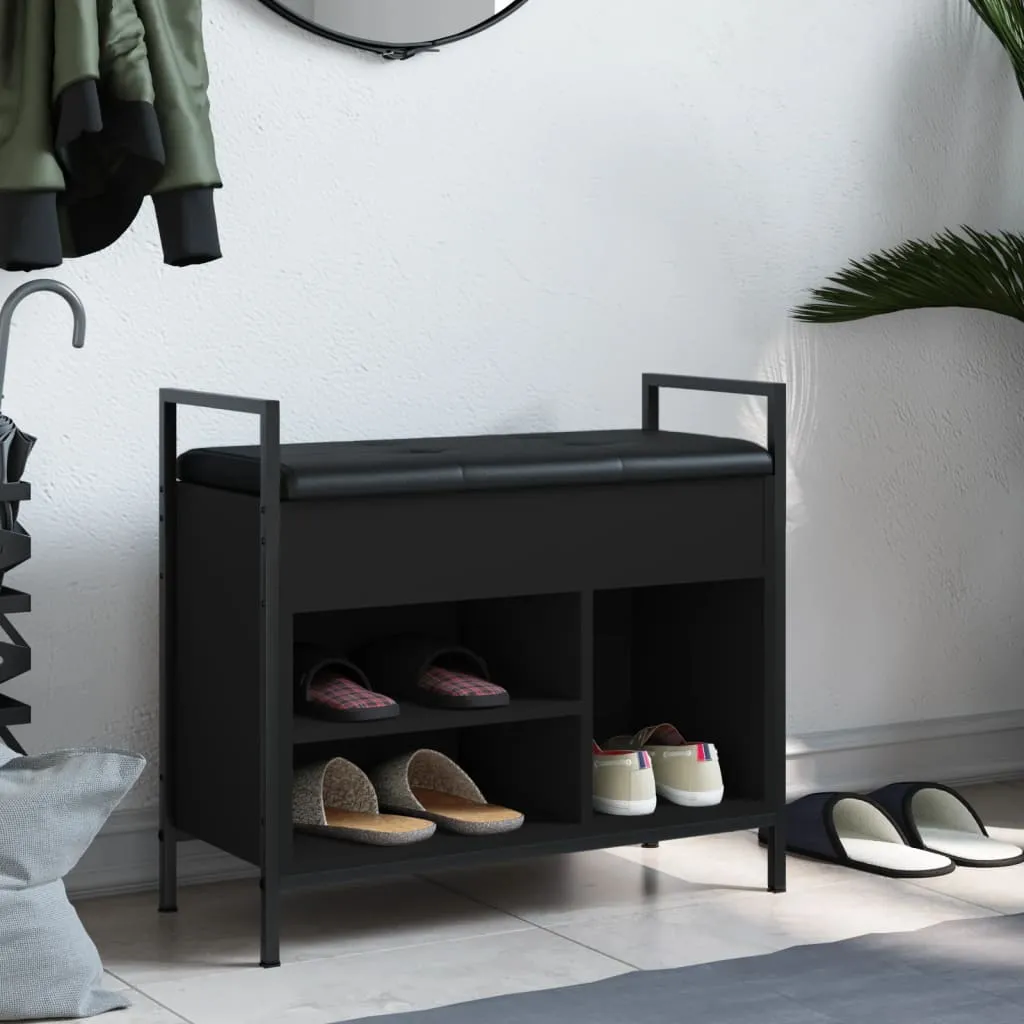 Shoe Bench Black 65.5x32x57.5 cm Engineered Wood