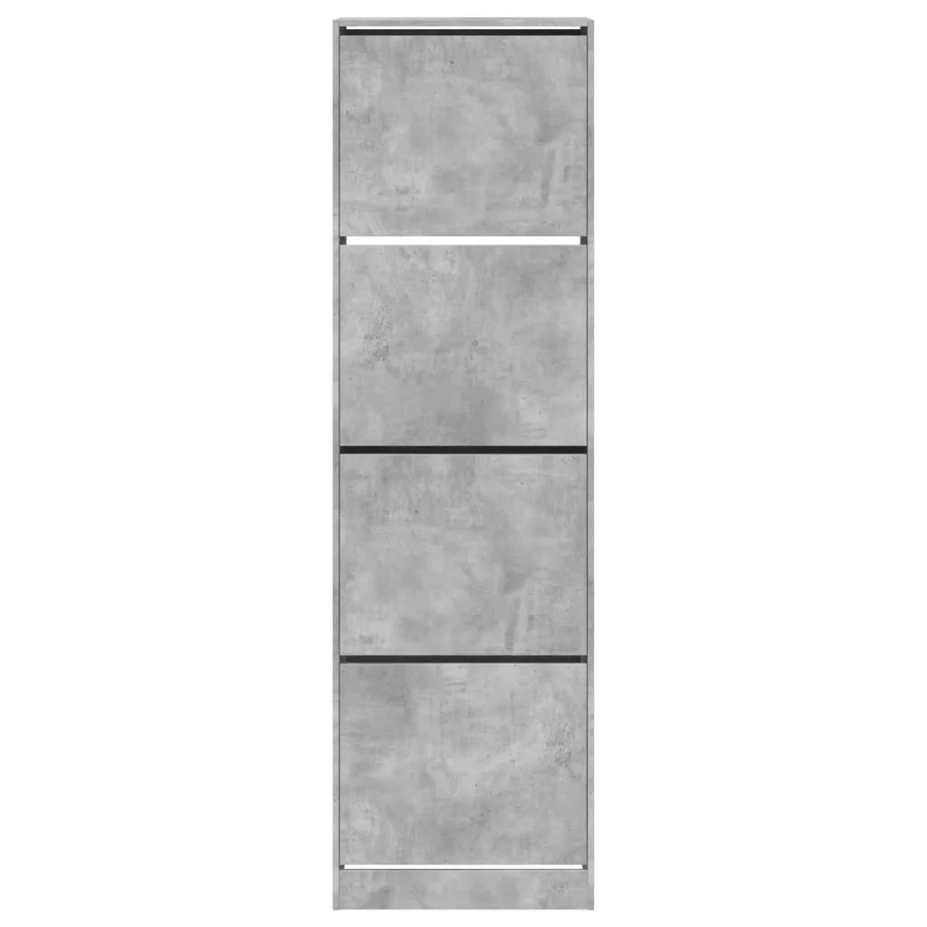 Shoe Cabinet with 4 Flip-Drawers Concrete Grey 60x42x204 cm