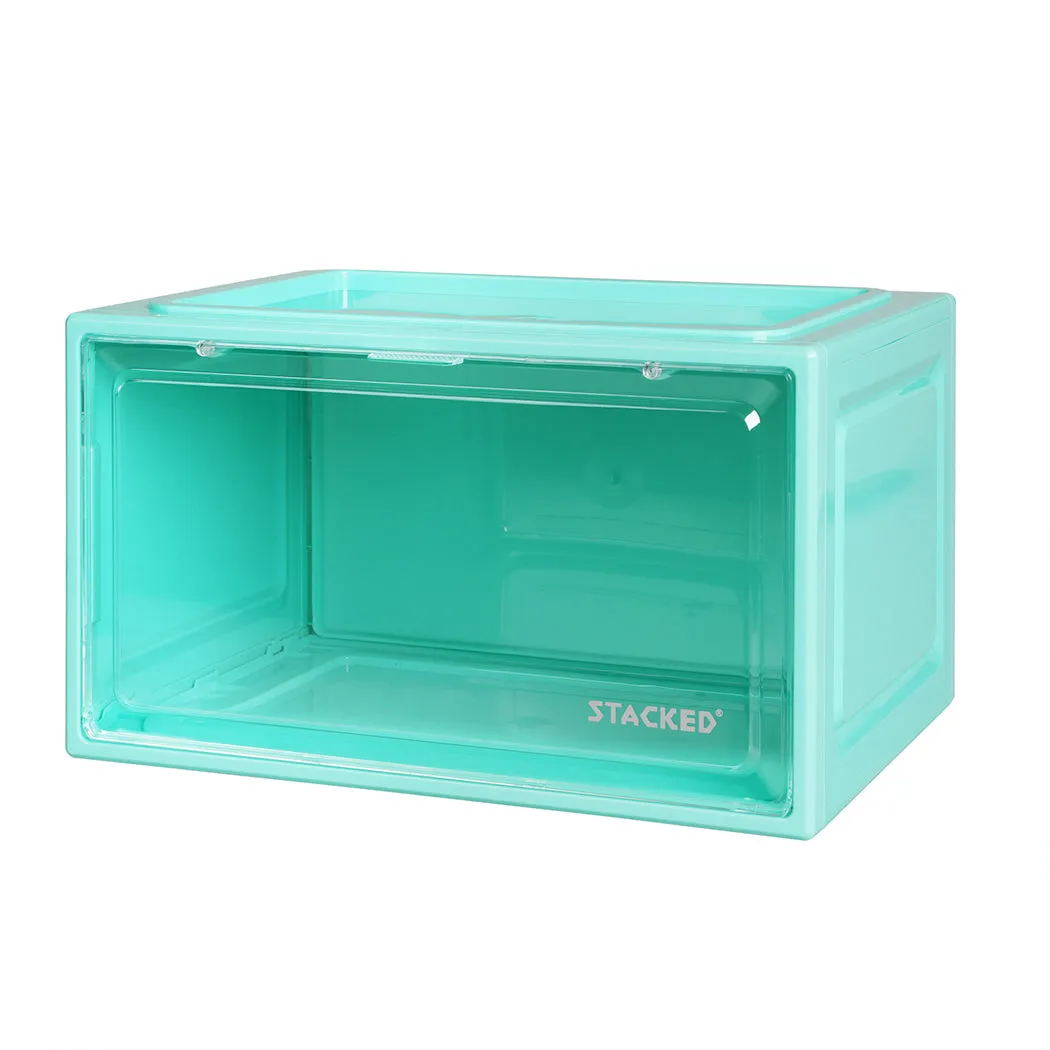 Stacked Sneaker Display Case Stackable Cyan