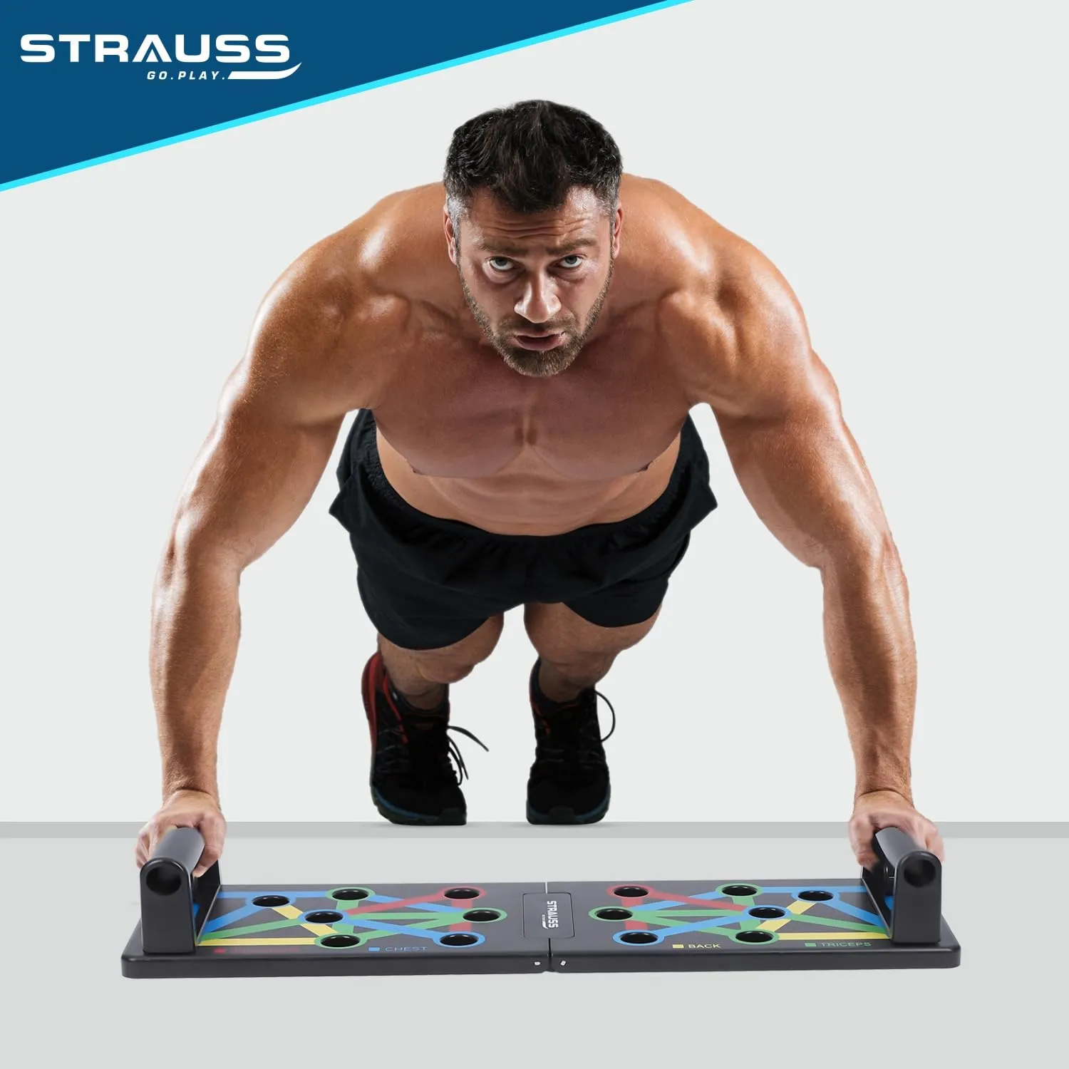 Strauss Multipurpose (13 in 1) function Push Up Board/Bars/Stand with Multiple Modes | Calisthenics,Gym and Excersing Equipment | Chest,Muscle,Triceps,Shoulders Workout | Both for Men and Women, Black