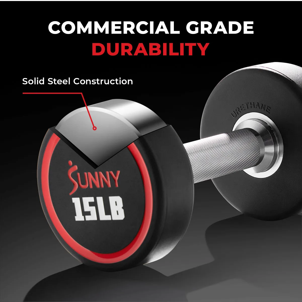 Sunny Strength™ Premium Polyurethane Round Dumbbell 5 - 55LBS