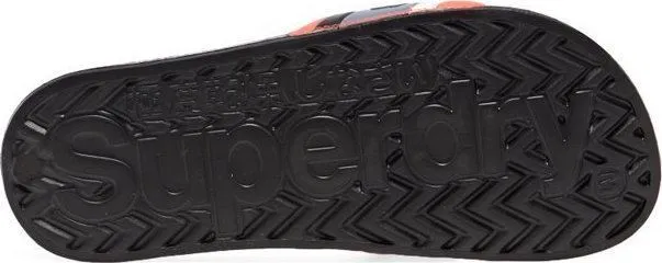 SuperDry Mens Retro Sliders Beach Flip Slops Black Beach Holiday