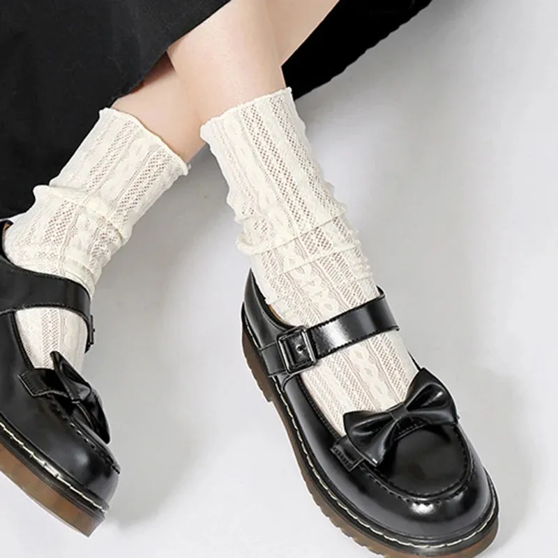 TAVIMART  -  New Jk Uniform Small Leather Shoes Japanese Female Flat Summer Thin Bow Lolita Mary Jane Shoes Low Heel Women Shoes