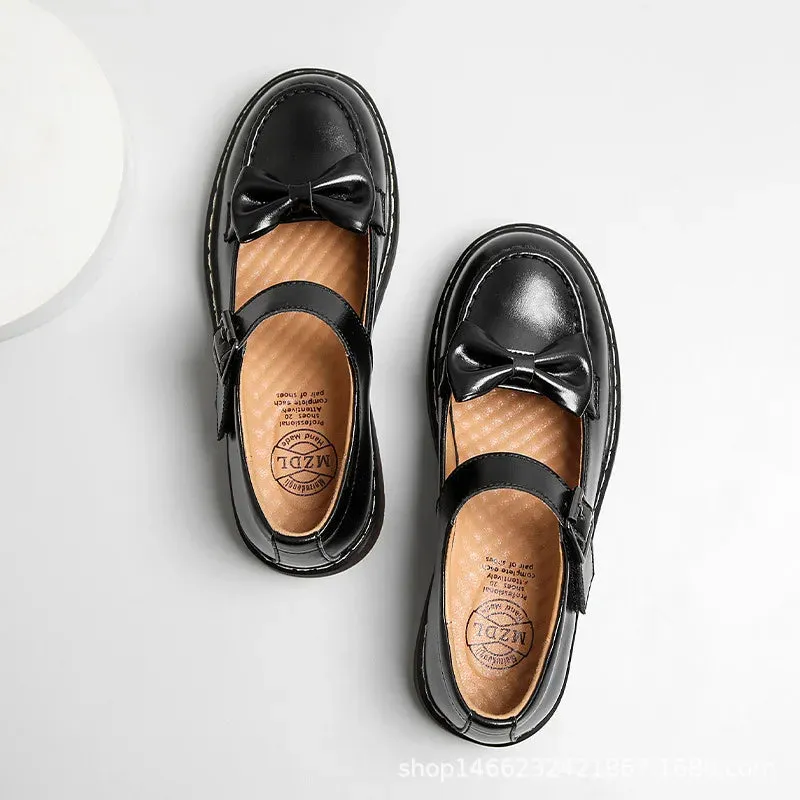 TAVIMART  -  New Jk Uniform Small Leather Shoes Japanese Female Flat Summer Thin Bow Lolita Mary Jane Shoes Low Heel Women Shoes