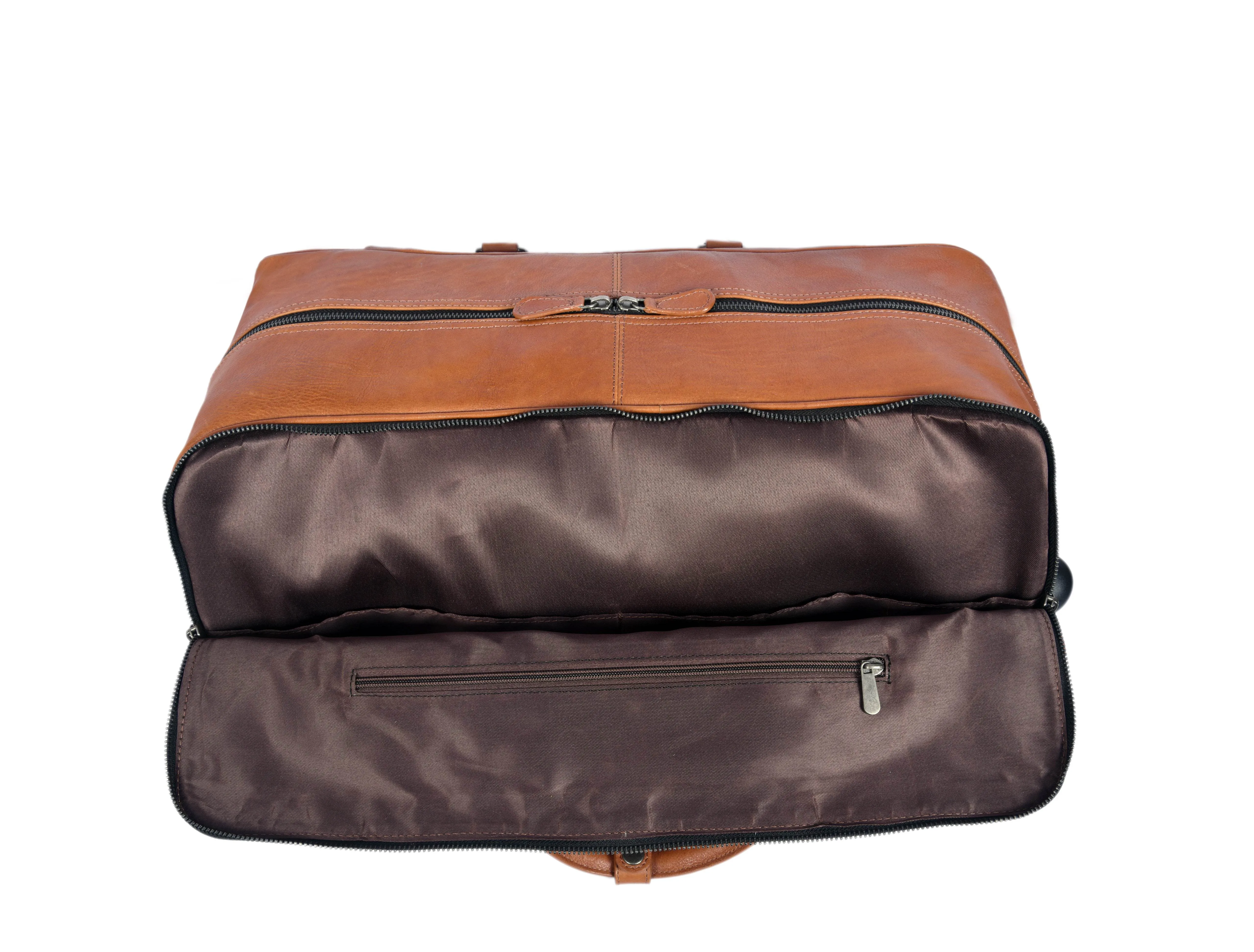 TerraCraft Leather Trolley Bag - Multicolor